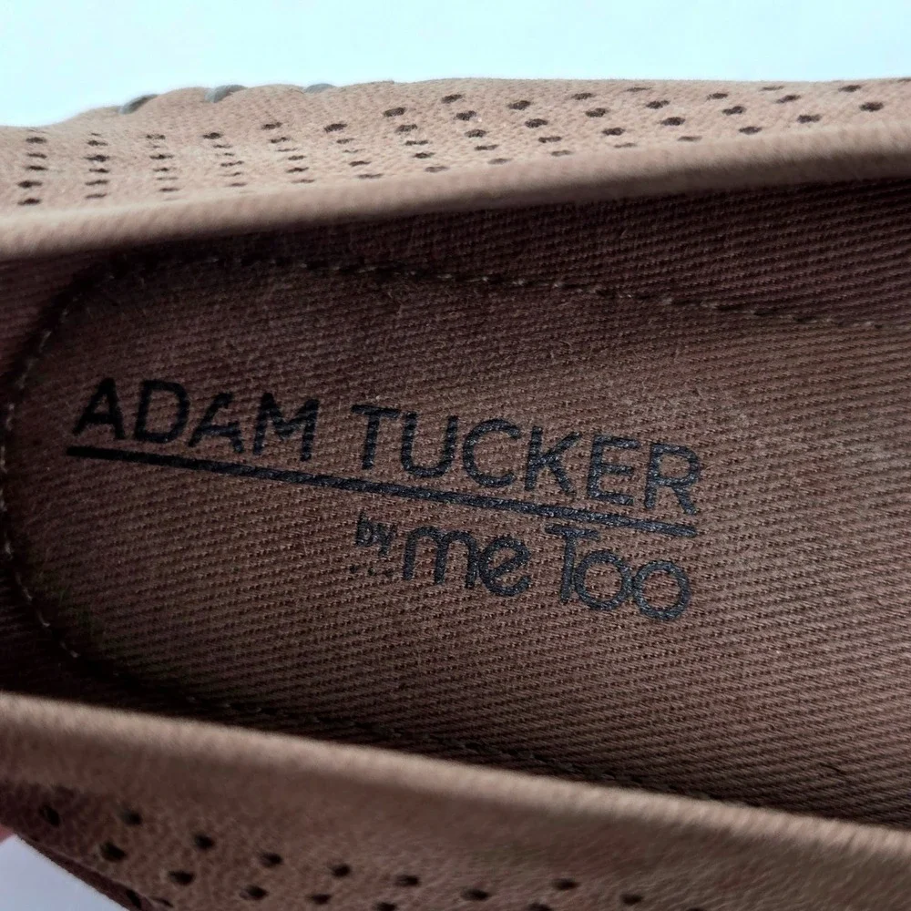 Adam Tucker by Me Too Kori Perforated Ballet Flat Taupe Loafers Shoes Size US 8